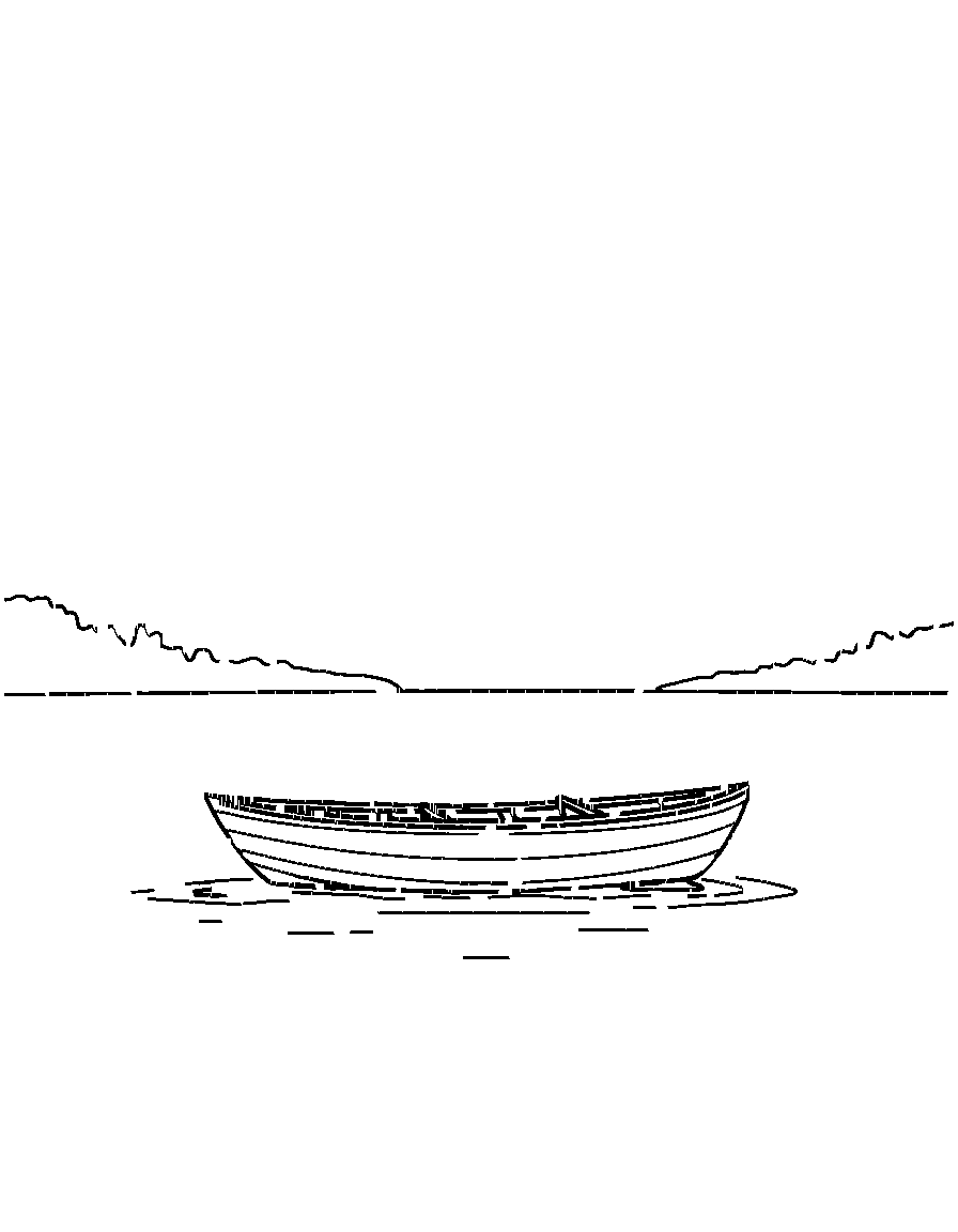 A row boat on a lake. coloring page Contour style - free printable