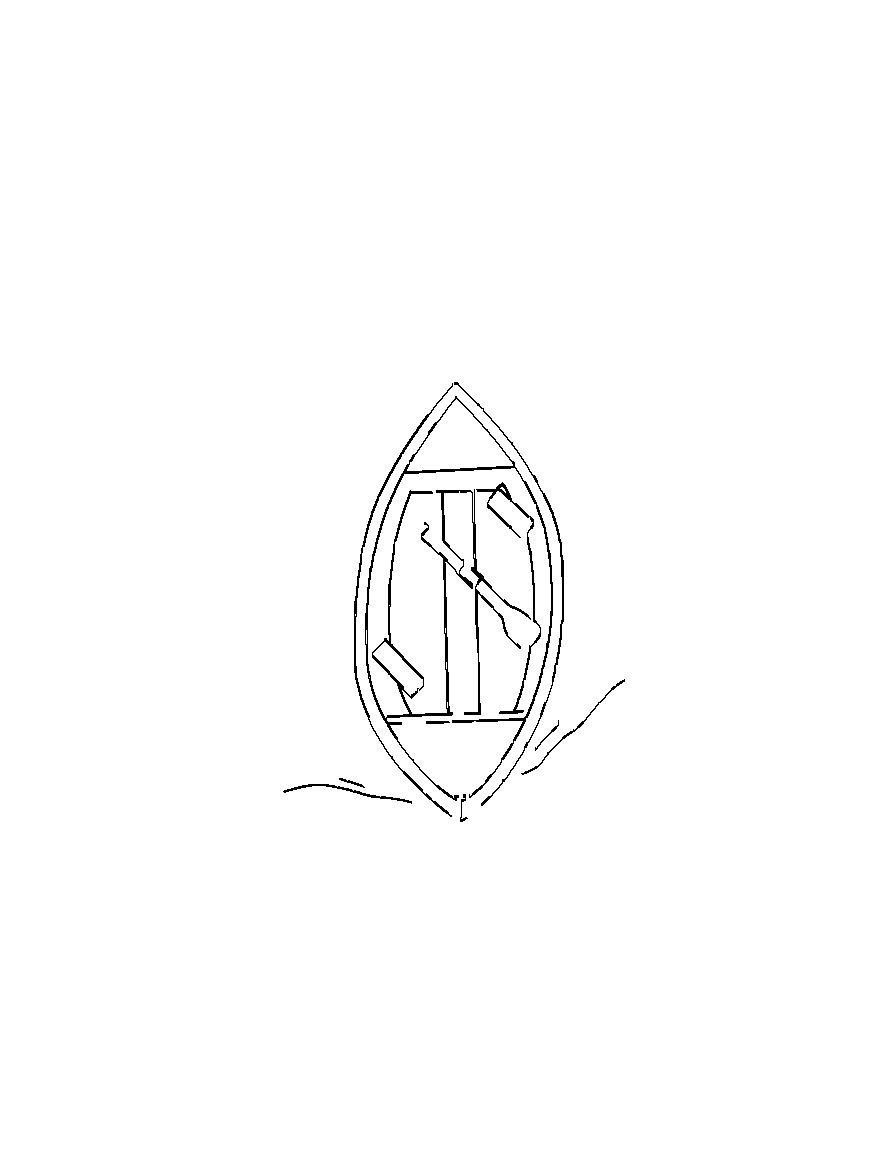 A row boat on a lake., from a bird's eye view looking down, on a sandy beach with gentle waves coloring page Contour style - free printable