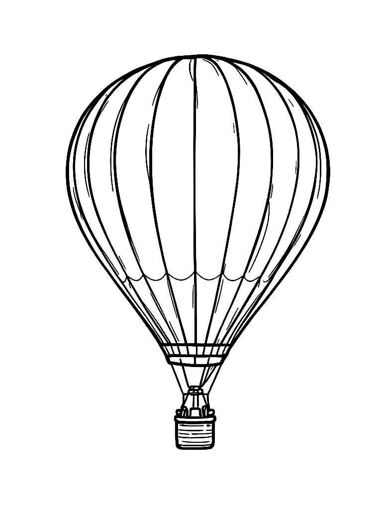 A simple hot air balloon floating in a clear sky coloring page Minimal style free printable