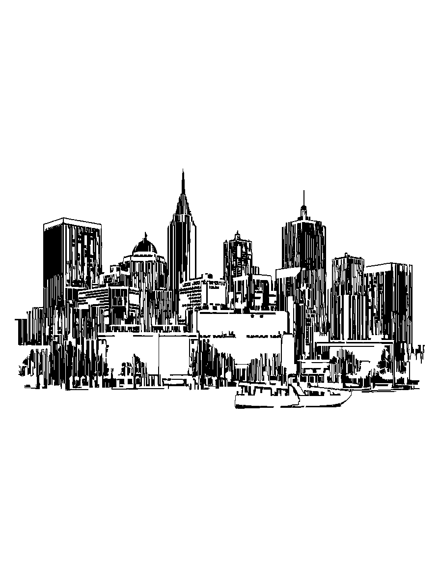 Free rochester ny city skyline coloring page in woodcut style — printable line art