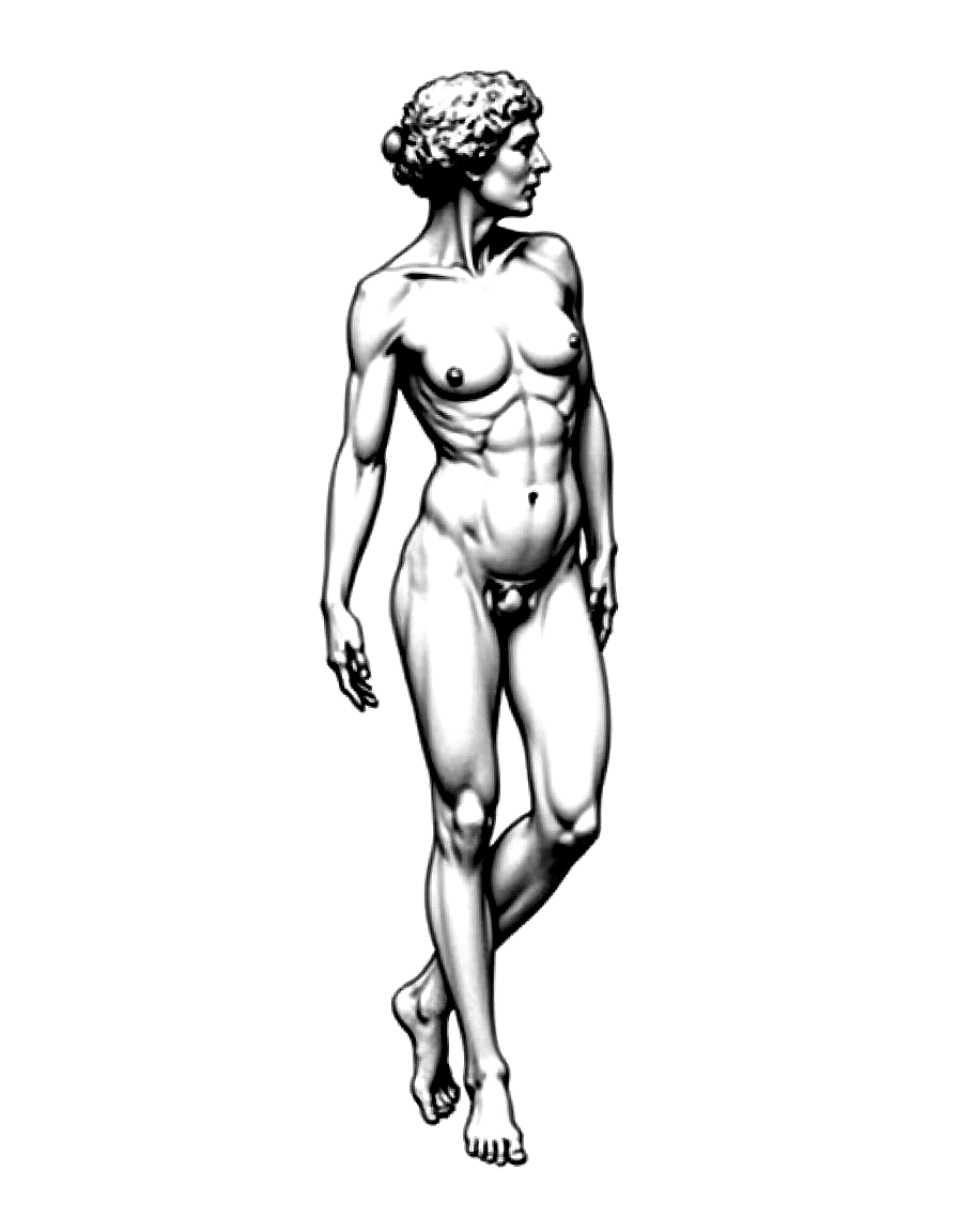 a detailed anatomical study of a human figure coloring page Da Vinci style free printable