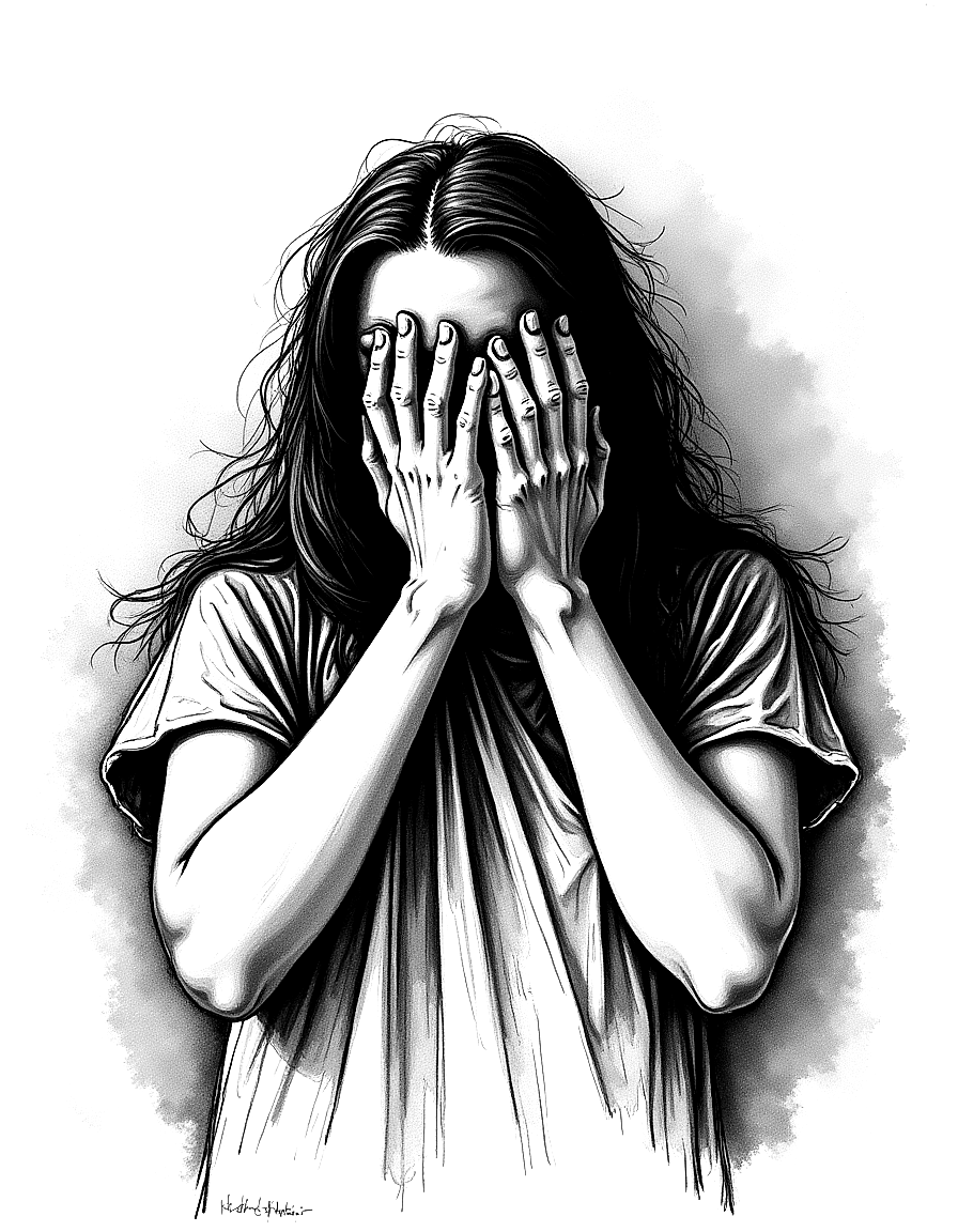 hands outstretched in supplication coloring page Kollwitz style free printable