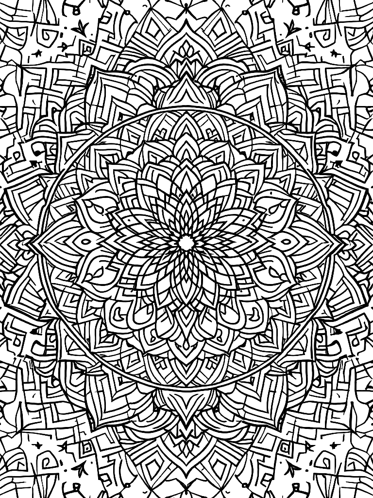 Free sleep and rest themed mandala, perfect radial symmetry, soft flowing curved lines, rounded edges only, crescent moon shapes integrated into circular geometry, gentle cloud-like forms, subtle star elements embedded within pattern, wide balanced spacing between layers, calming and slow visual rhythm, no sharp points, no harsh geometry, clean black vector line art, adult coloring book page, white background, printable 8.5x8.5 with bleed, high resolution, no shading, no gray tones, no color fill, no textures coloring page in contour style — printable line art