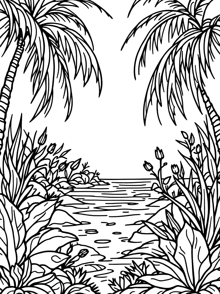 summer themed coloring pages coloring page Contour style free printable