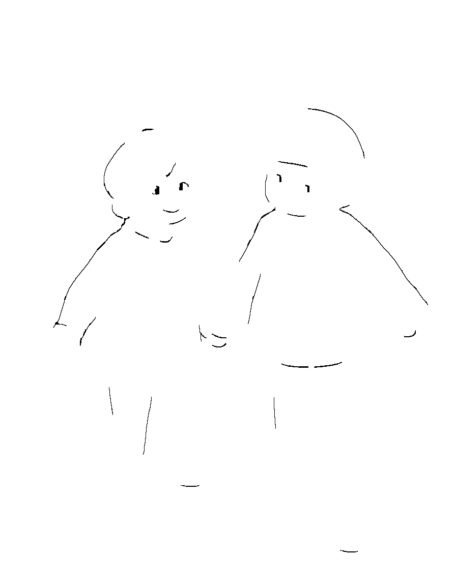 Two children playing on the beach. coloring page Contour style - free printable