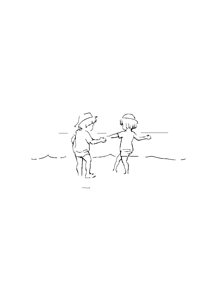 Two children playing on the beach. coloring page Contour style - free printable