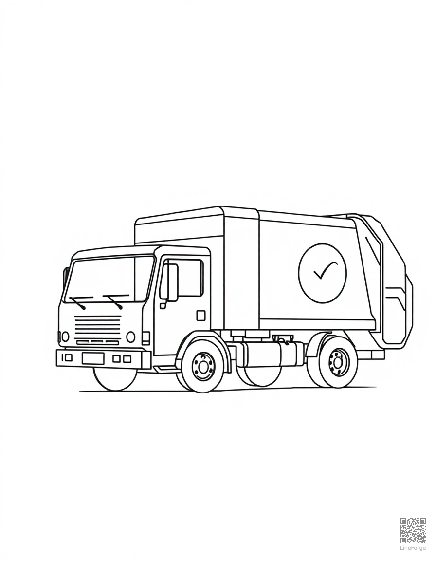 garbage truck on collection day coloring page Minimal style - free printable