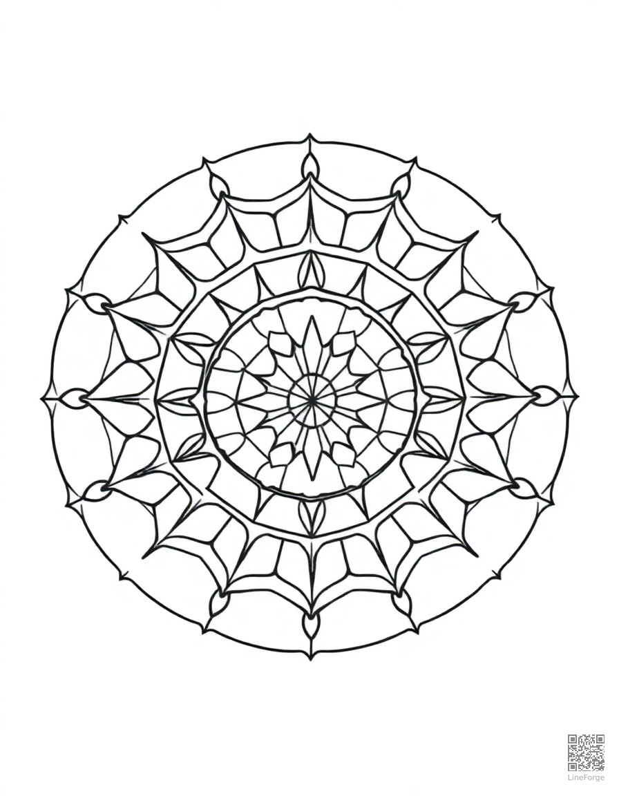 Geometric mandala with concentric circles coloring page Minimal style free printable
