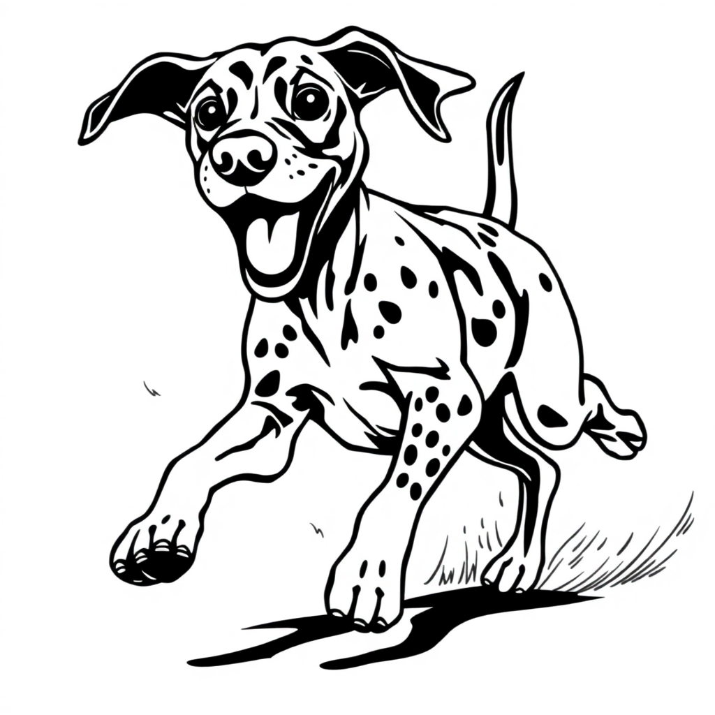 German Shorthaired Pointer dog — playing and running, energetic and joyful coloring page Manga style - free printable