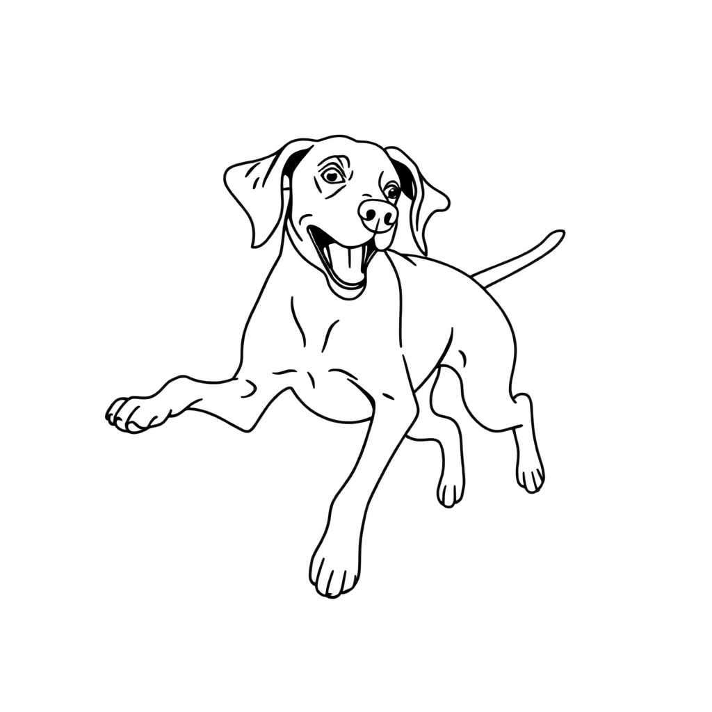 German Shorthaired Pointer dog — playing and running, energetic and joyful coloring page Minimal style - free printable