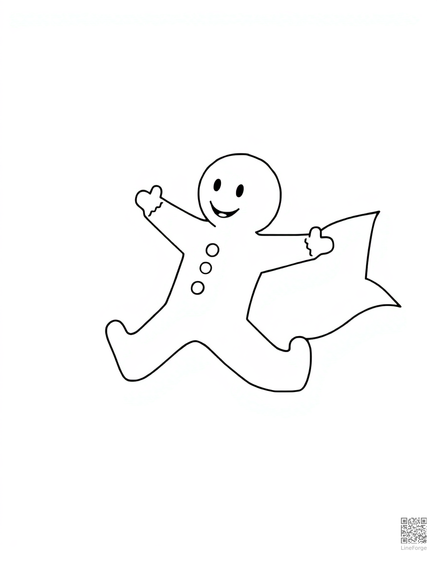 gingerbread man running from a fox coloring page Minimal style - free printable
