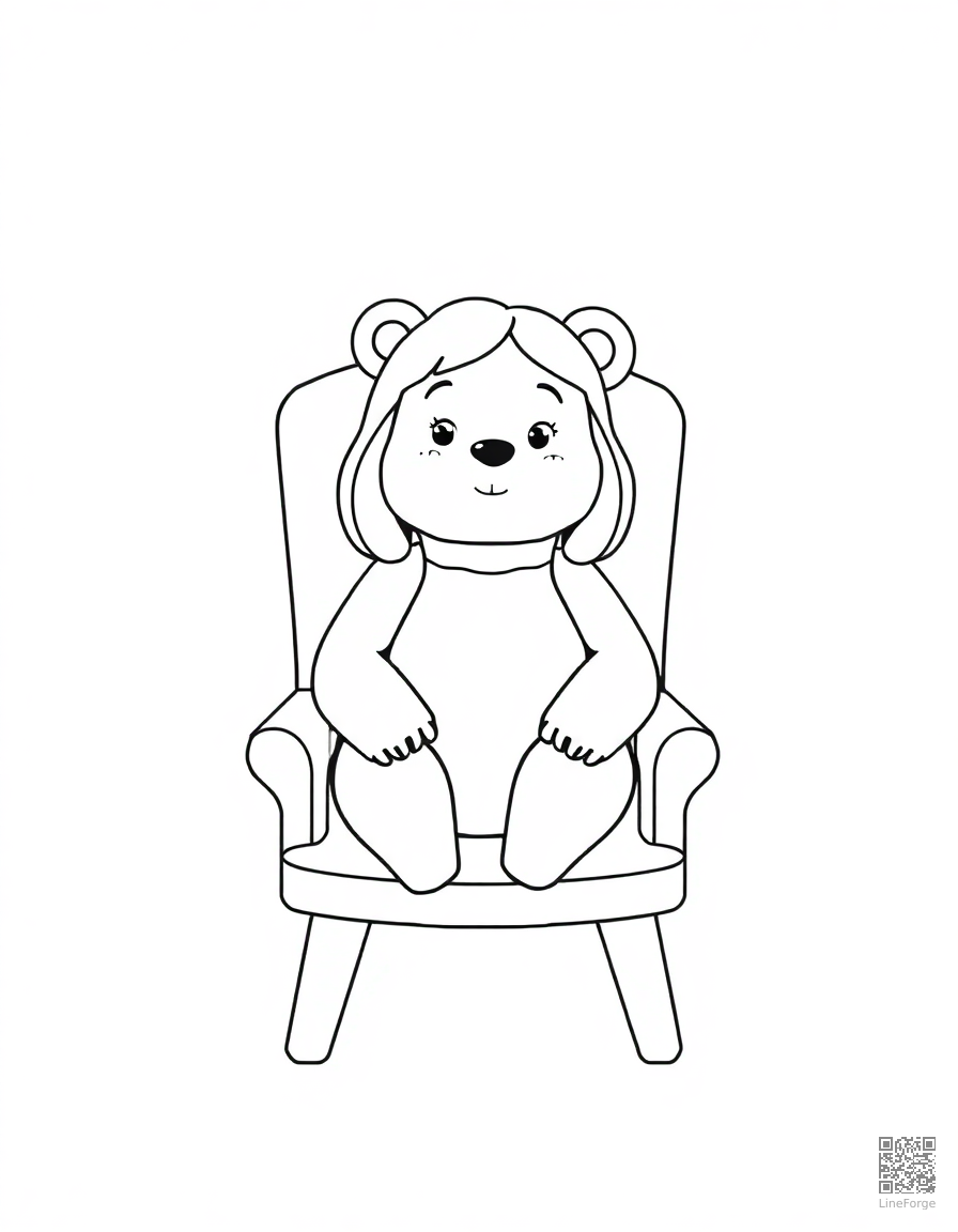 goldilocks sitting in baby bears chair coloring page Minimal style - free printable