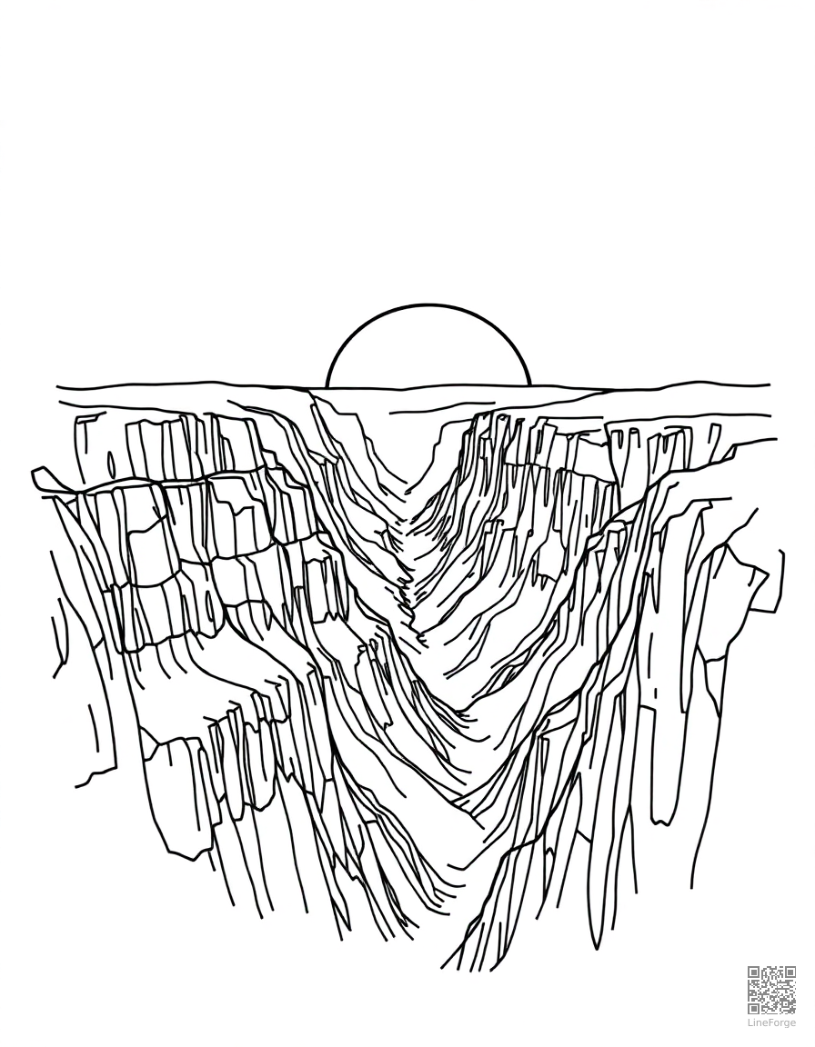 grand canyon sunrise with layers of color coloring page Minimal style - free printable