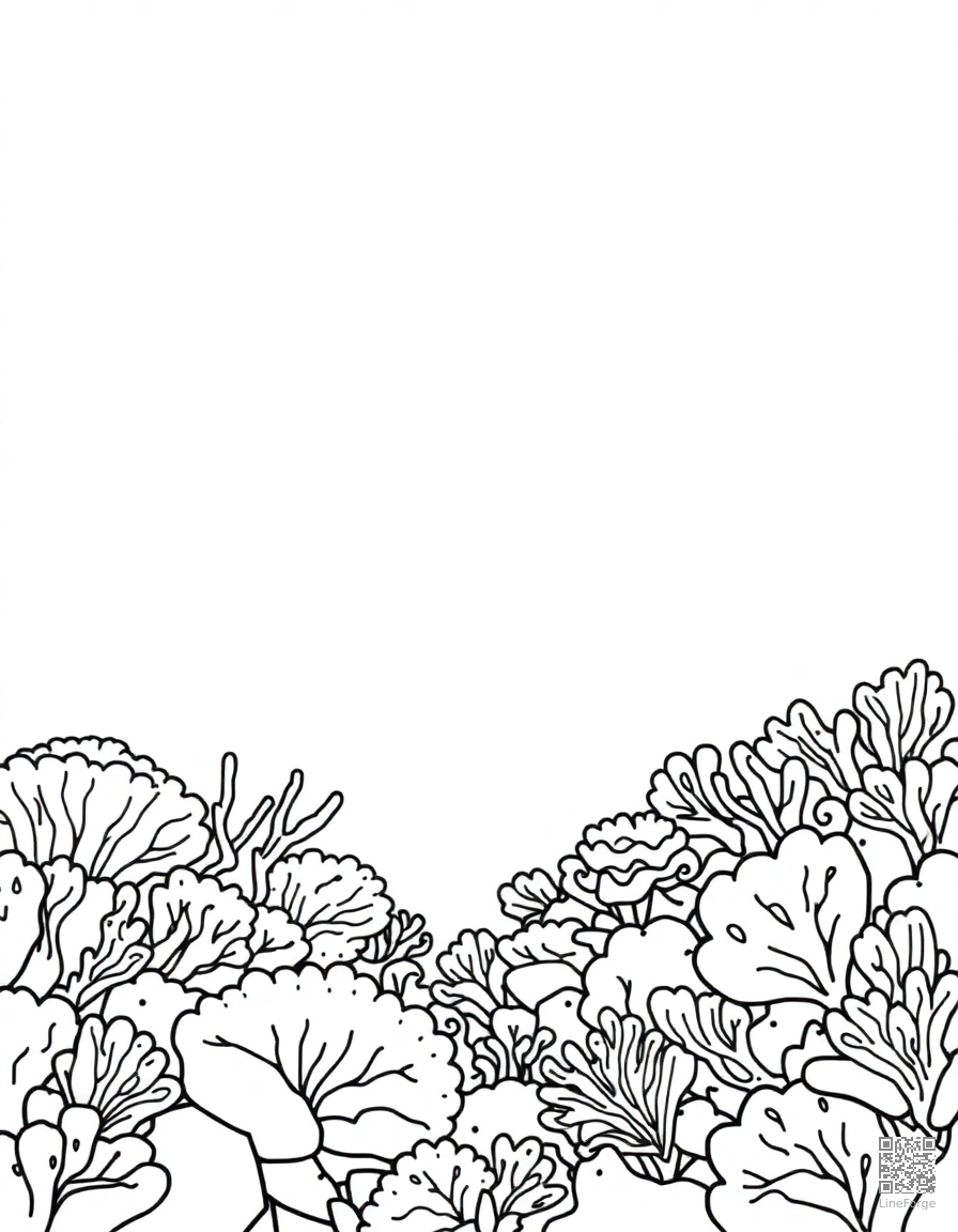 great barrier reef underwater scene coloring page Minimal style - free printable