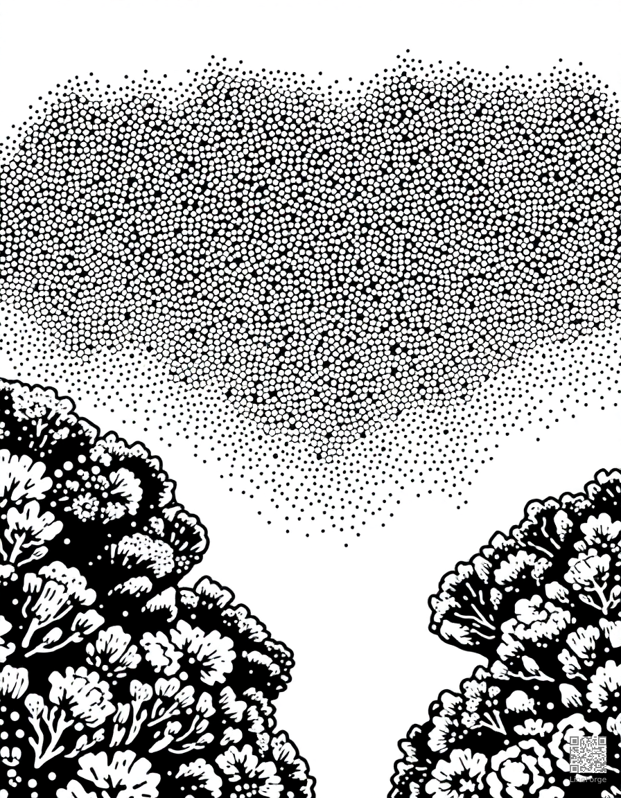 great barrier reef underwater scene coloring page Stipple style - free printable