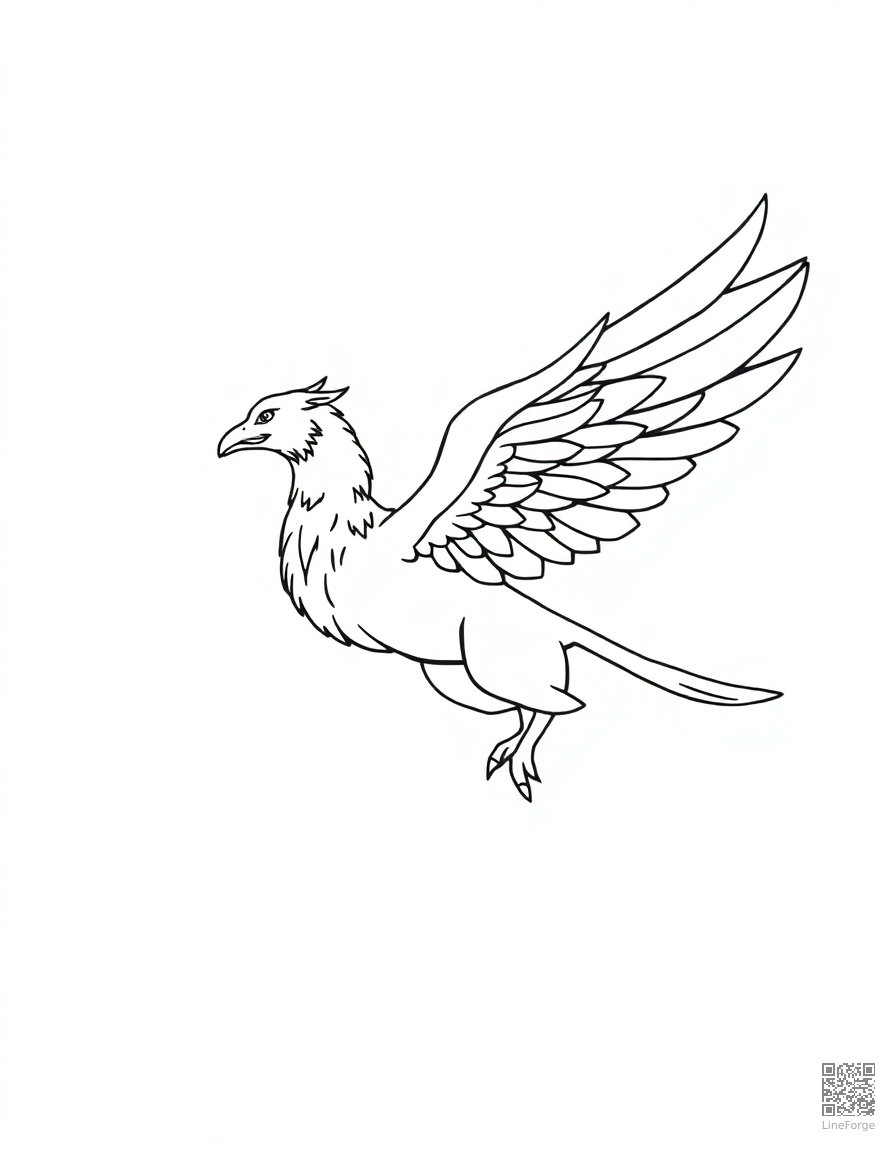 griffin flying through a thunderstorm coloring page Minimal style - free printable