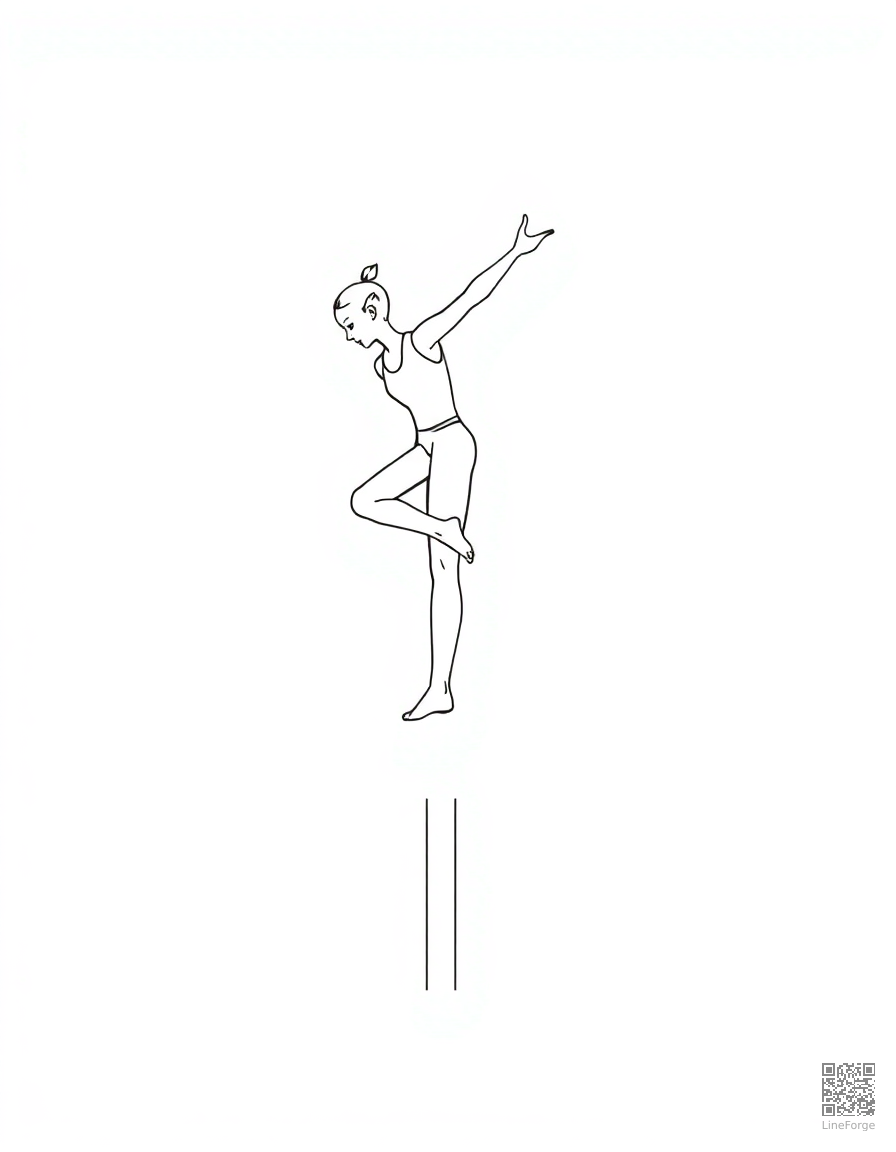 gymnast on the balance beam coloring page Minimal style - free printable