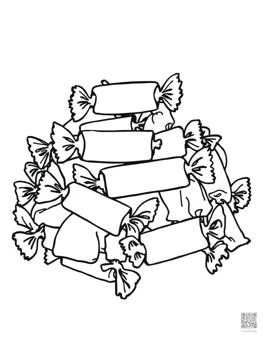 halloween candy pile with wrappers coloring page Minimal style - free printable