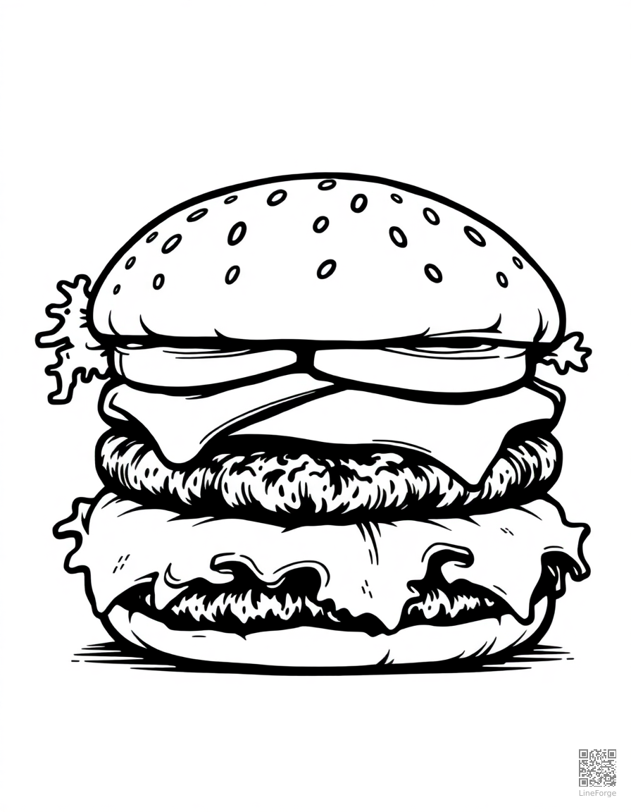 hamburger with all the fixings coloring page Manga style - free printable
