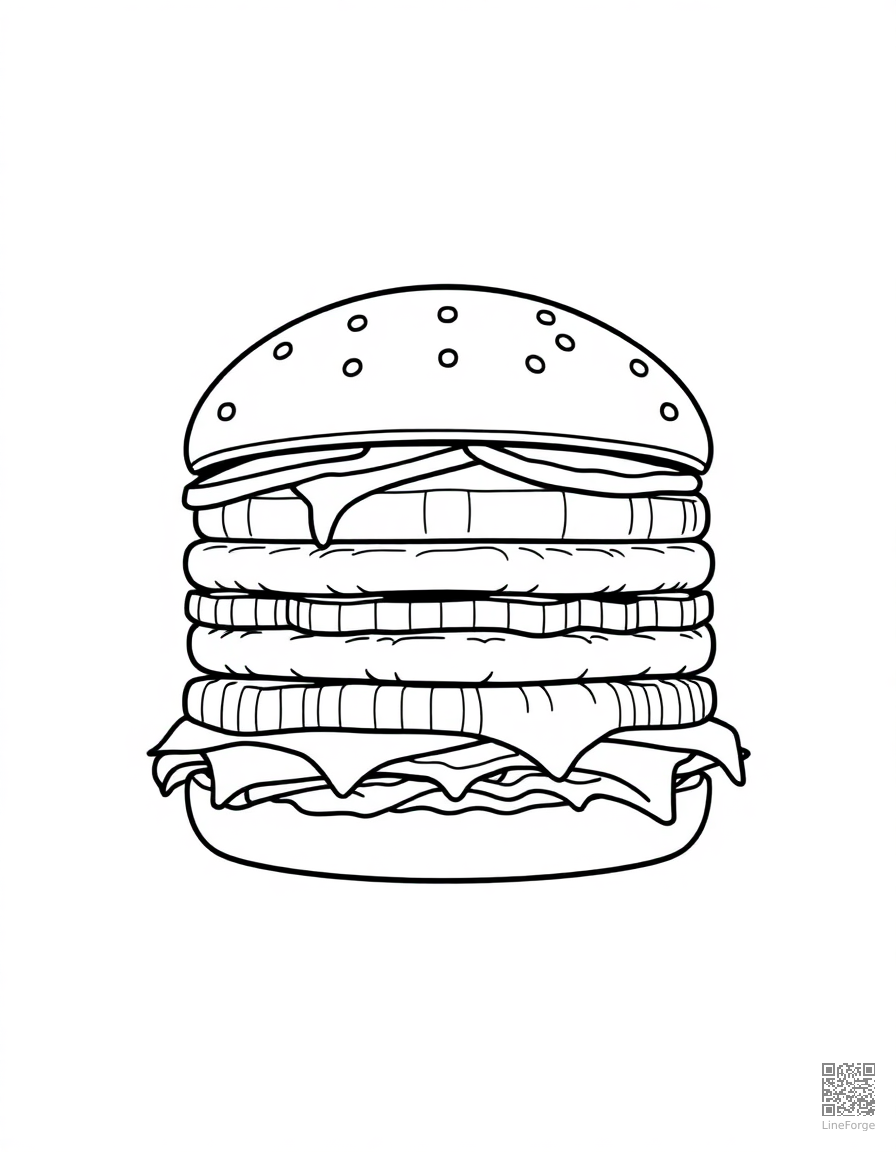 hamburger with all the fixings coloring page Minimal style - free printable