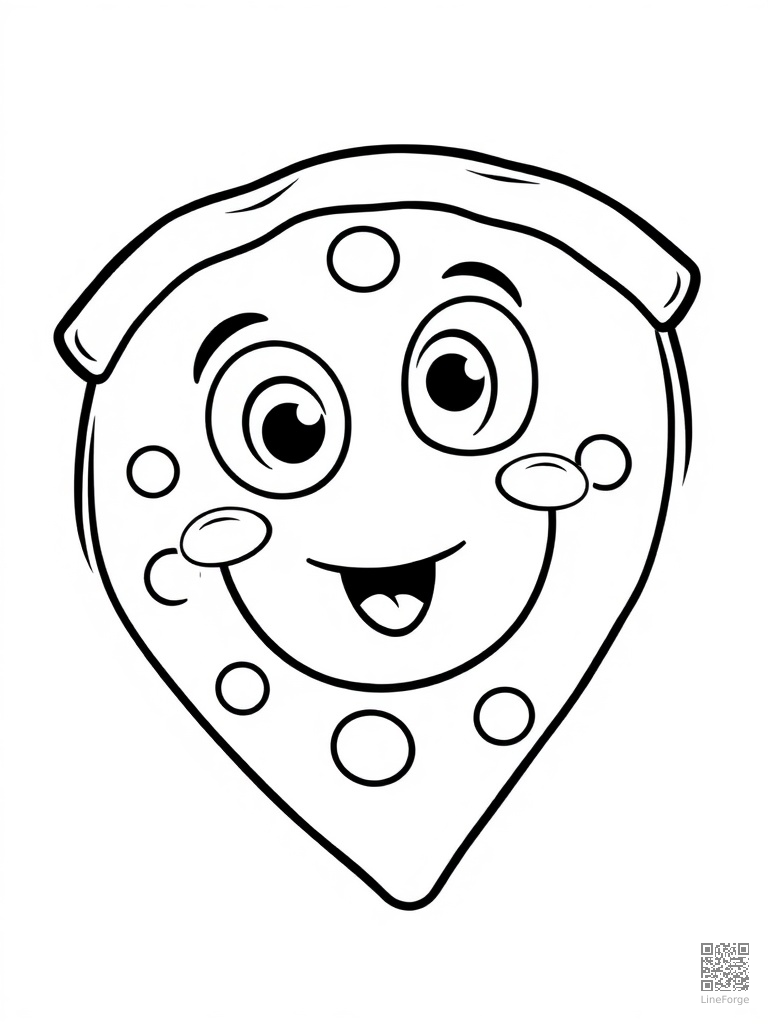 Happy pizza slice with big eyes and cheesy grin coloring page Minimal style - free printable