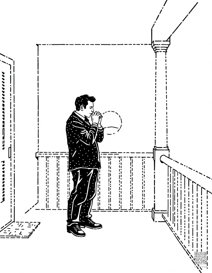 harmonica player on a porch at sunset coloring page Stipple style - free printable