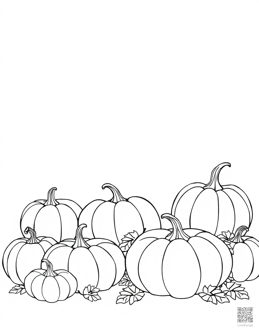 harvest festival with pumpkins and gourds coloring page Minimal style - free printable