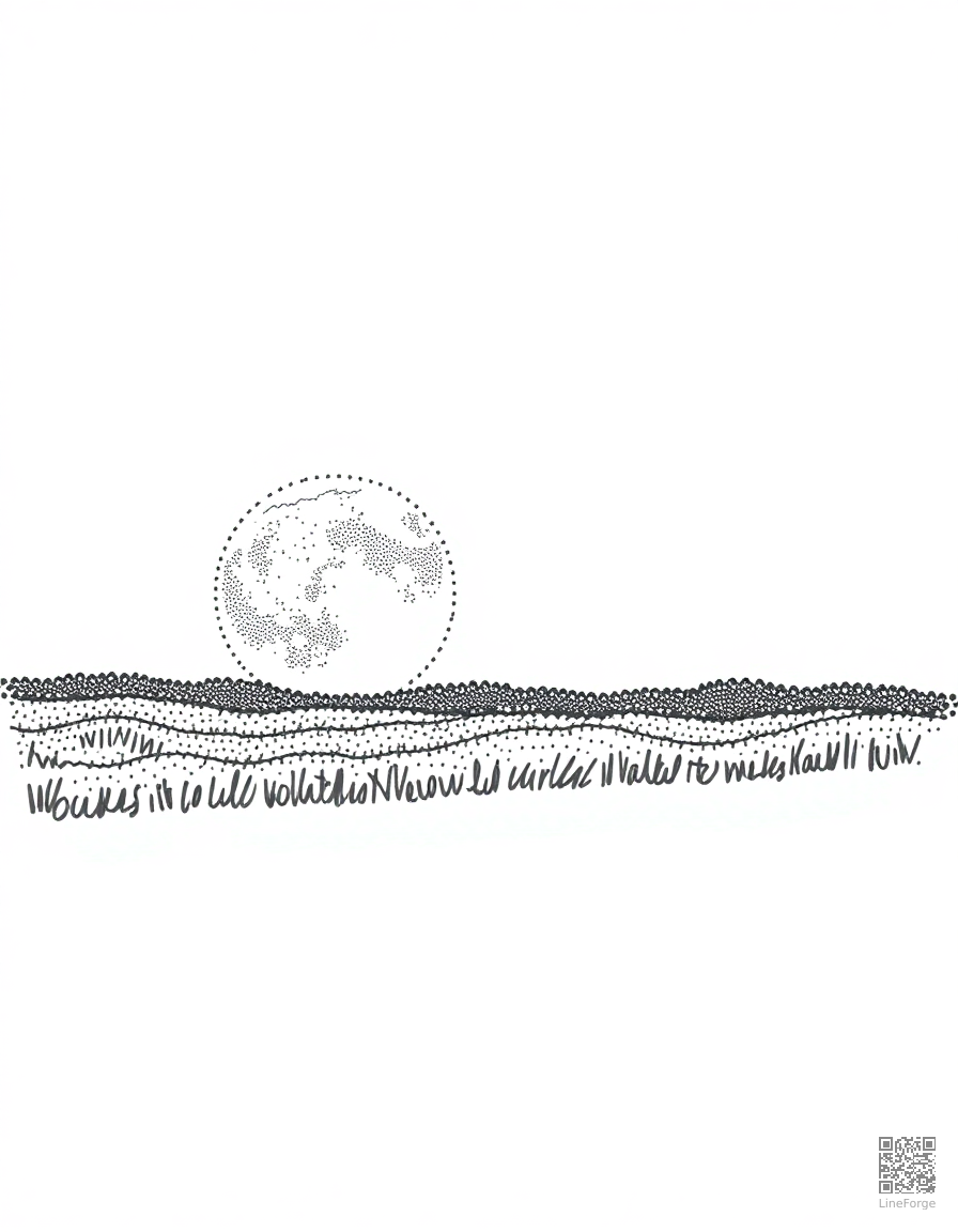 harvest moon rising over a field coloring page Stipple style - free printable