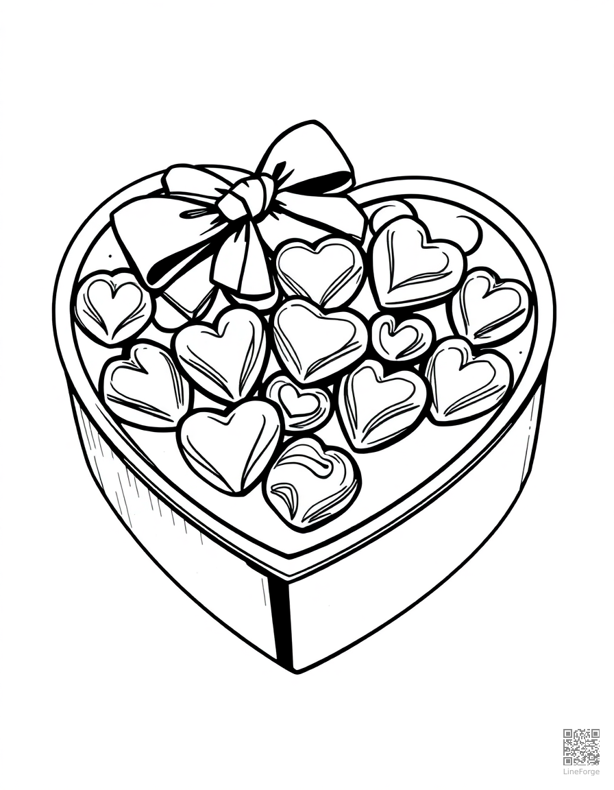 heart shaped box of chocolates coloring page Manga style - free printable