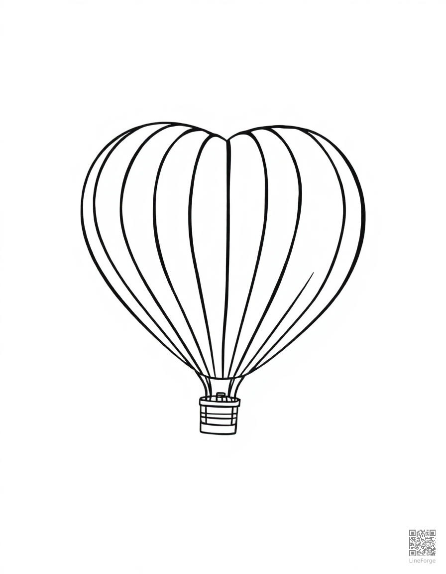 heart-shaped hot air balloon coloring page Manga style - free printable