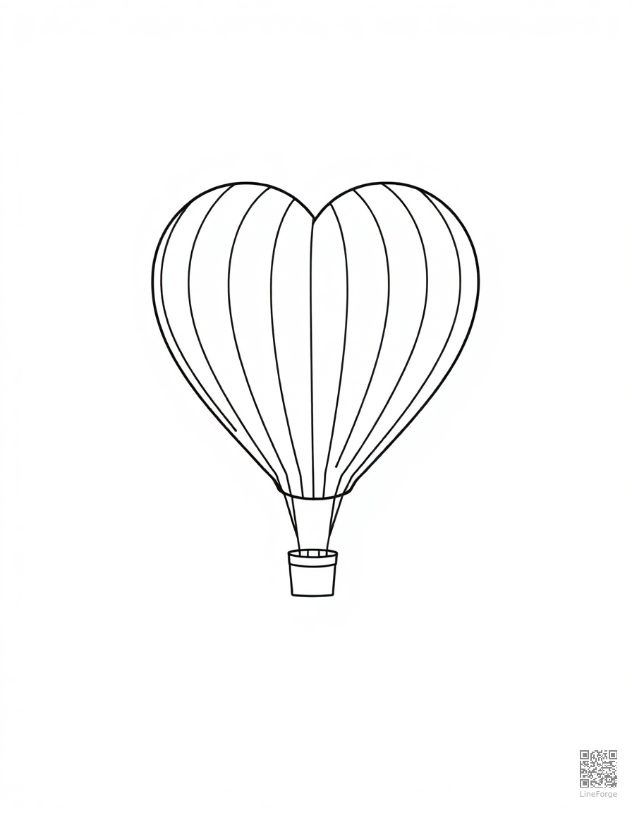 heart-shaped hot air balloon coloring page Minimal style - free printable