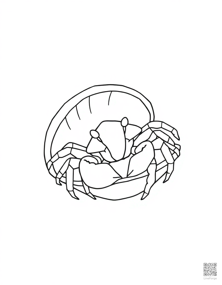 hermit crab in a fancy shell coloring page Minimal style - free printable