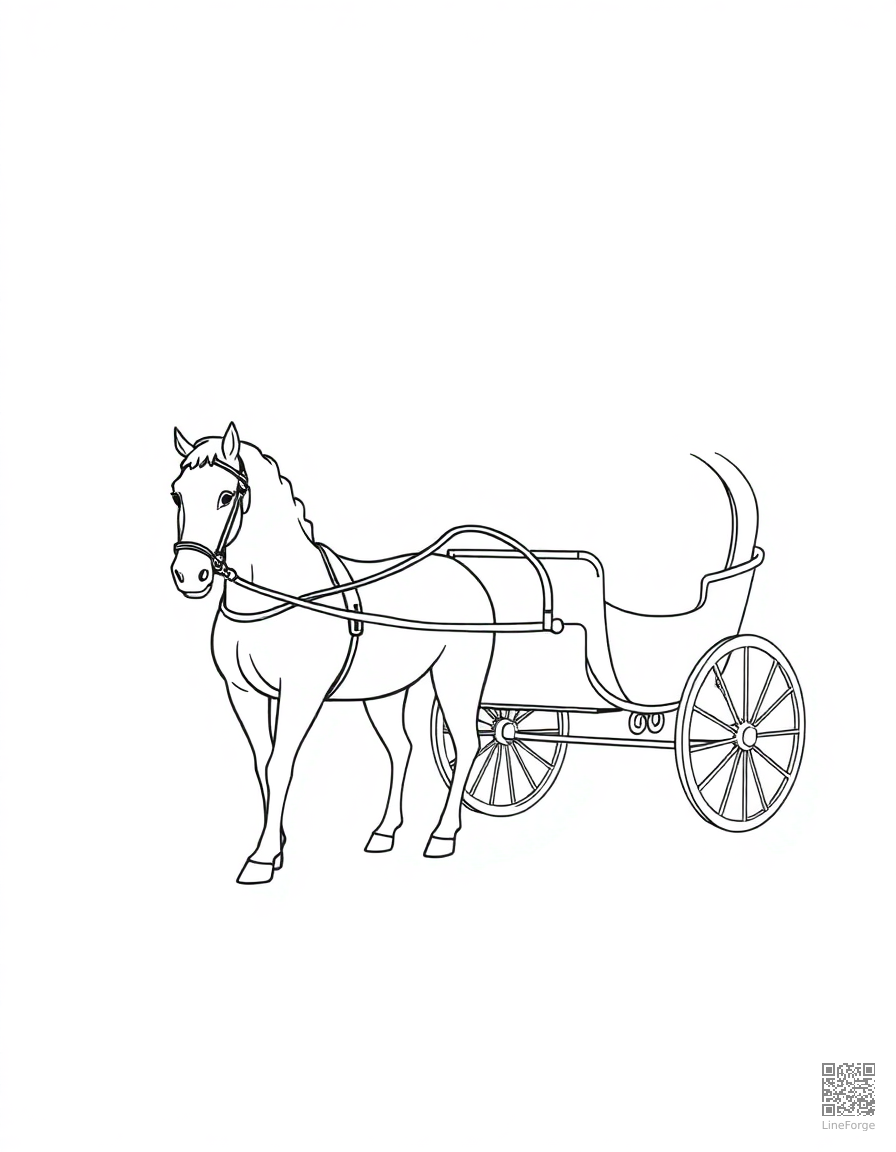 horse pulling a princess carriage coloring page Minimal style - free printable