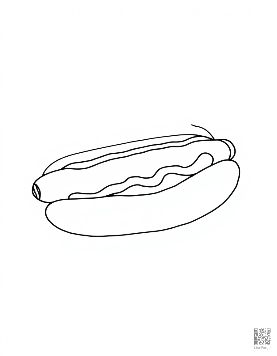 hot dog with mustard and ketchup coloring page Minimal style - free printable