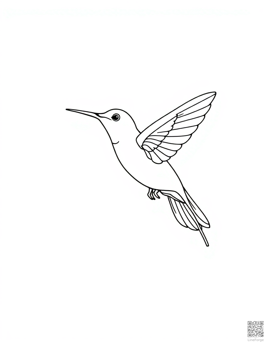Hummingbird drinking from a flower coloring page Minimal style - free printable