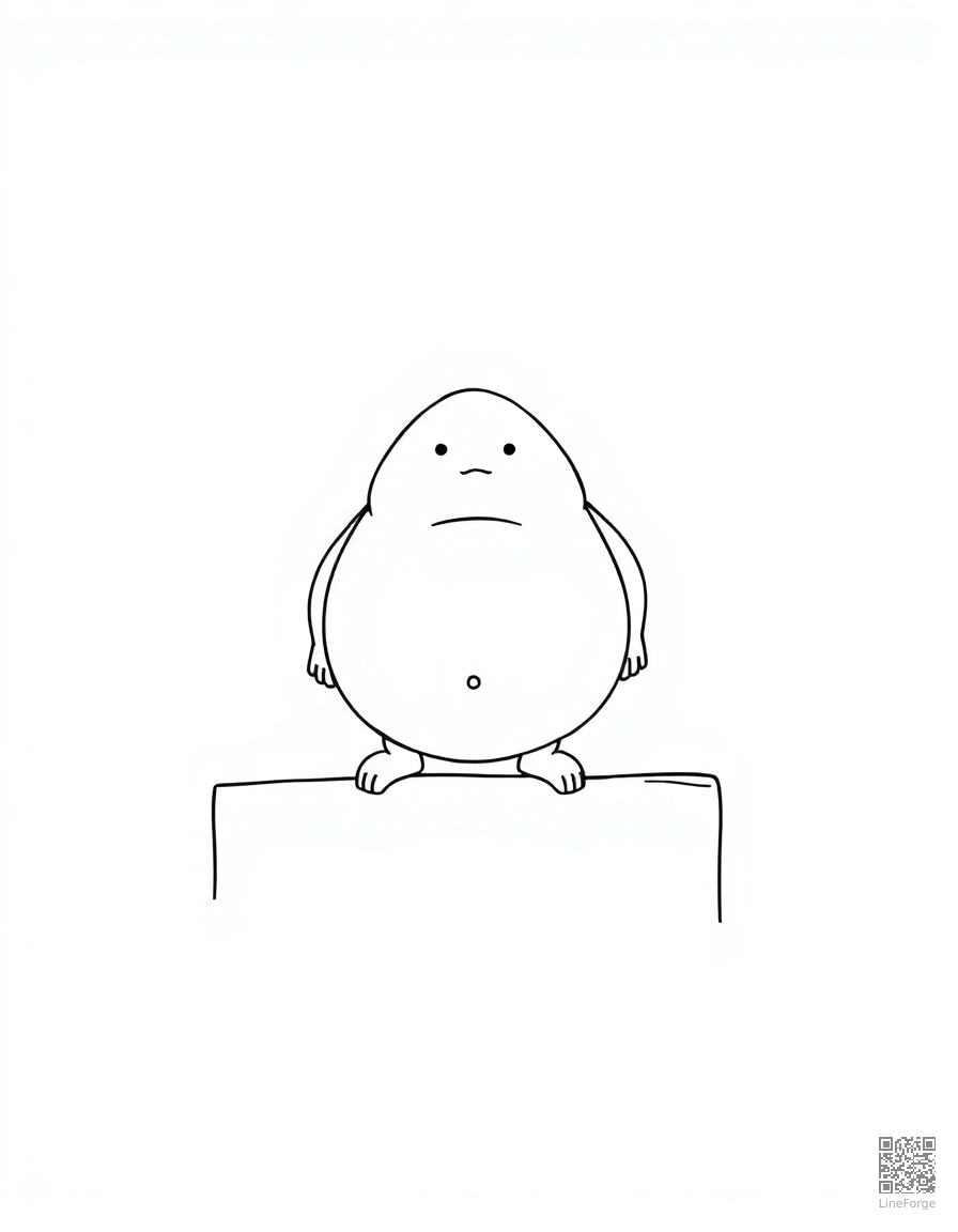 Free humpty dumpty sitting on a wall coloring page in minimal style — printable line art