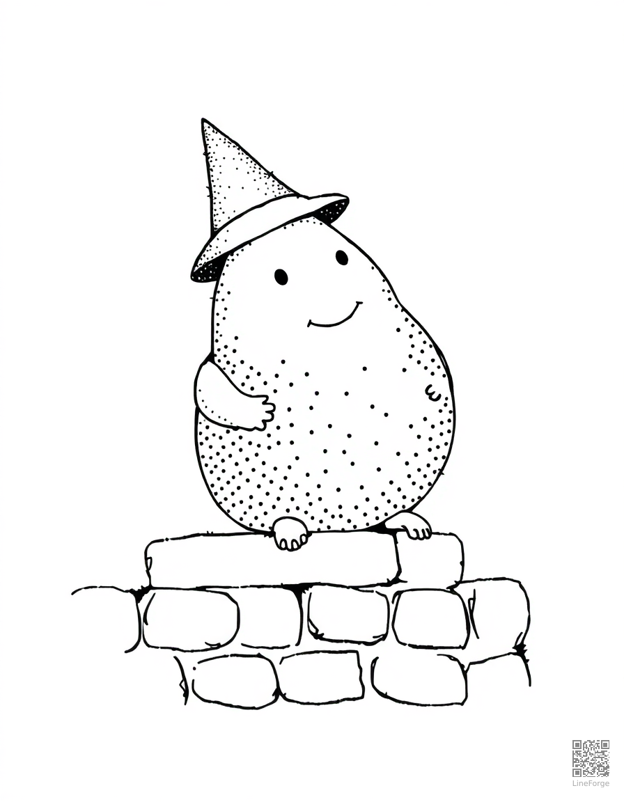 humpty dumpty sitting on a wall coloring page Stipple style free printable