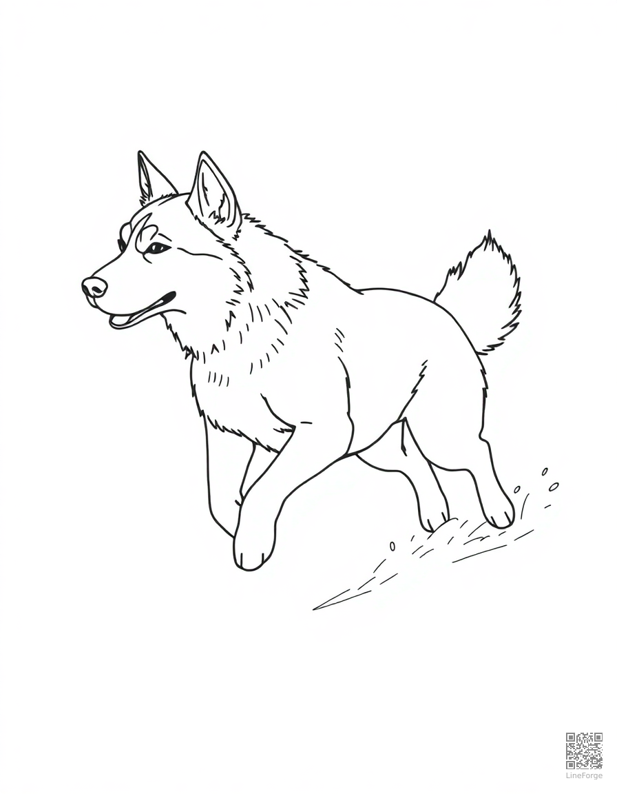 husky running through fresh snow coloring page Minimal style - free printable