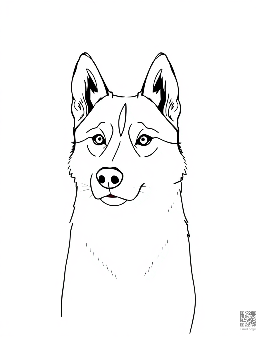 Husky with bright eyes in the snow coloring page Minimal style - free printable
