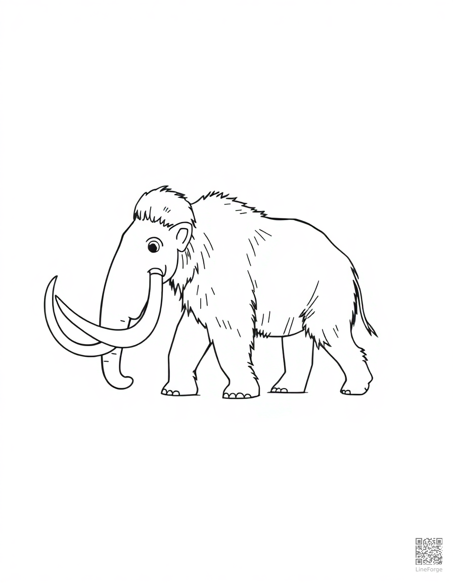 ice age mammoth walking through snow coloring page Minimal style - free printable