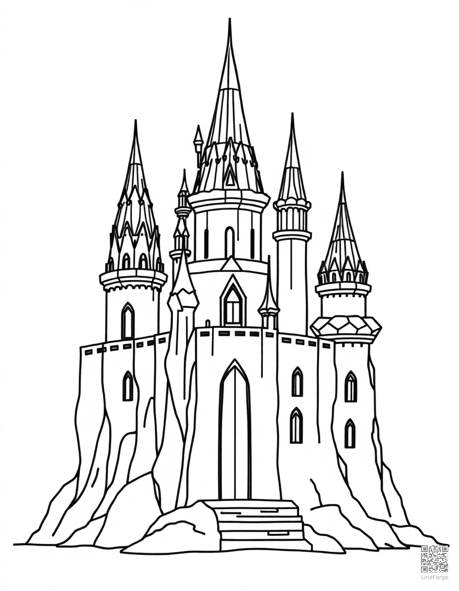 ice castle with crystal towers coloring page Minimal style - free printable