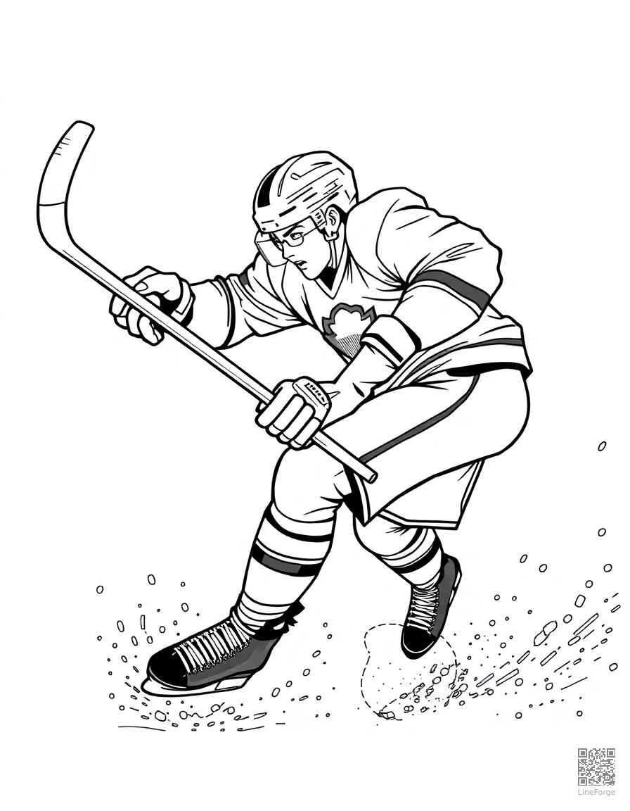 ice hockey player scoring a goal coloring page Manga style - free printable