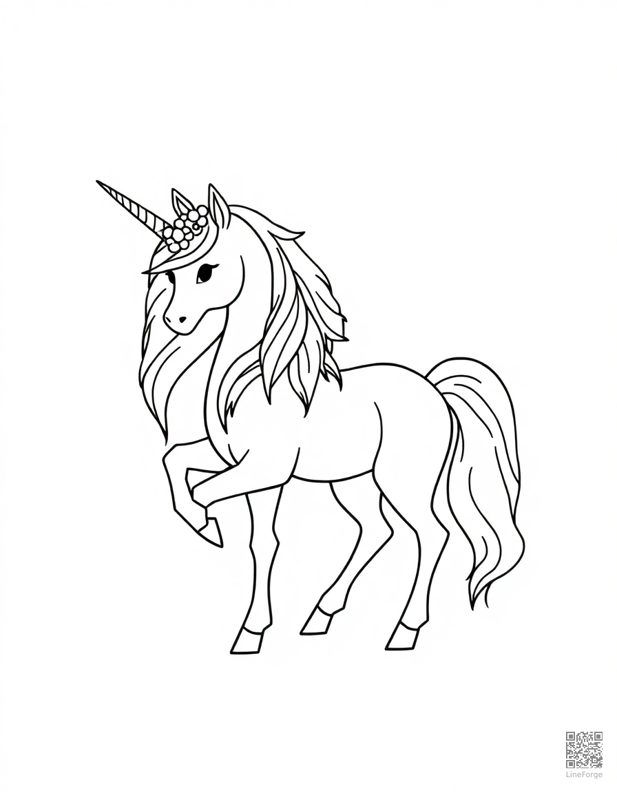 ice unicorn made of crystal and frost coloring page Minimal style - free printable