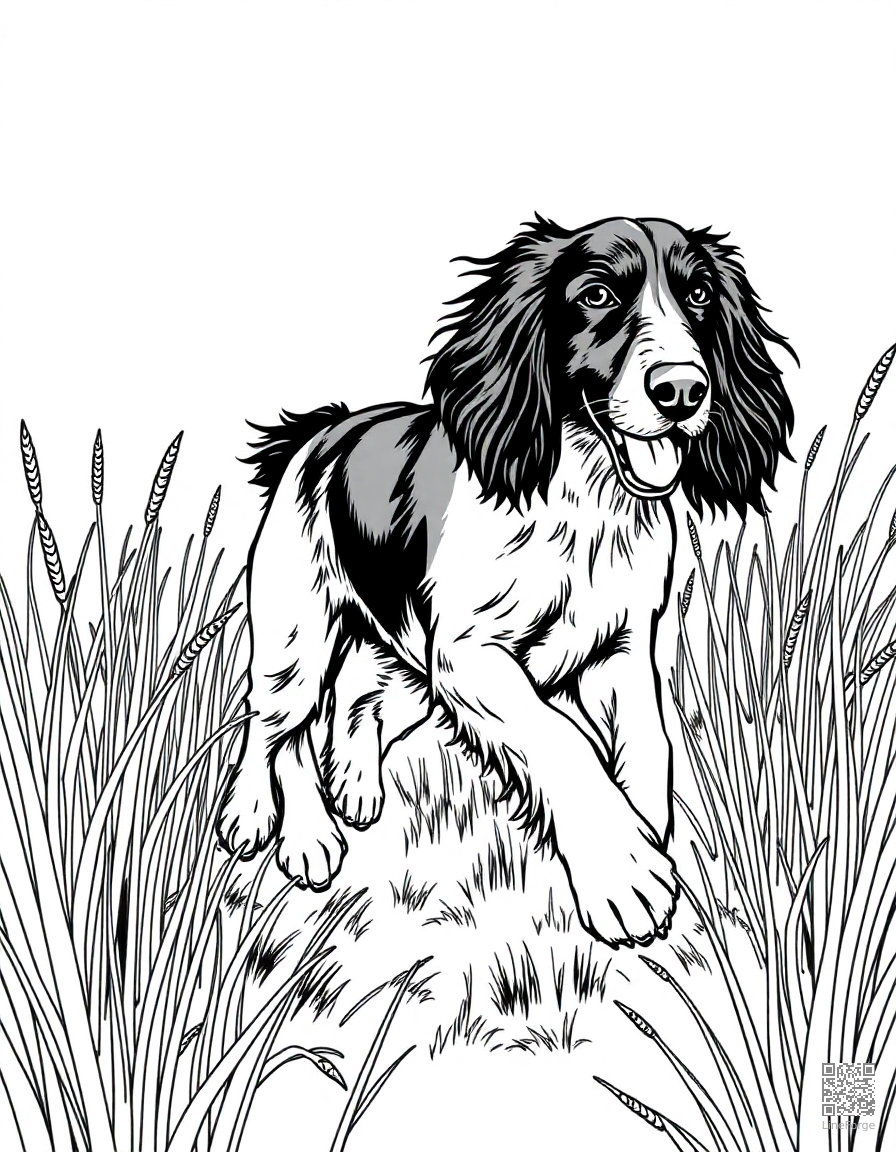 irish setter running through tall grass coloring page Manga style - free printable