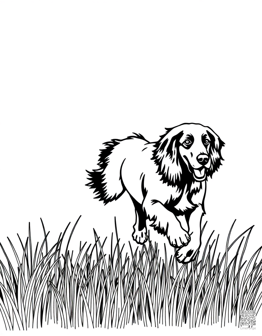 irish setter running through tall grass coloring page Minimal style - free printable