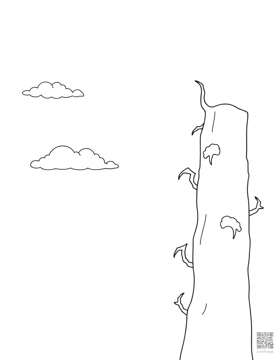 jack climbing the beanstalk to the clouds coloring page Minimal style - free printable