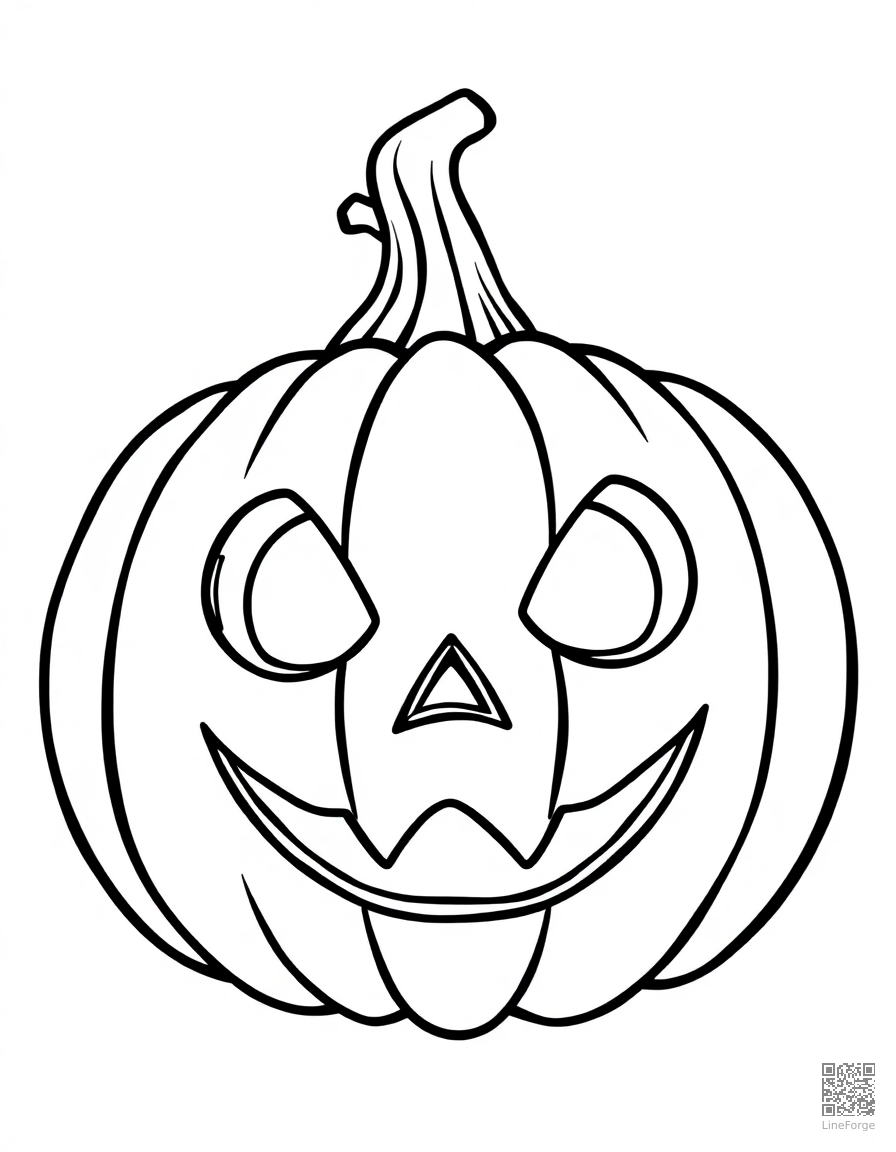 Jack-o-lantern with a spooky face coloring page Contour style - free printable