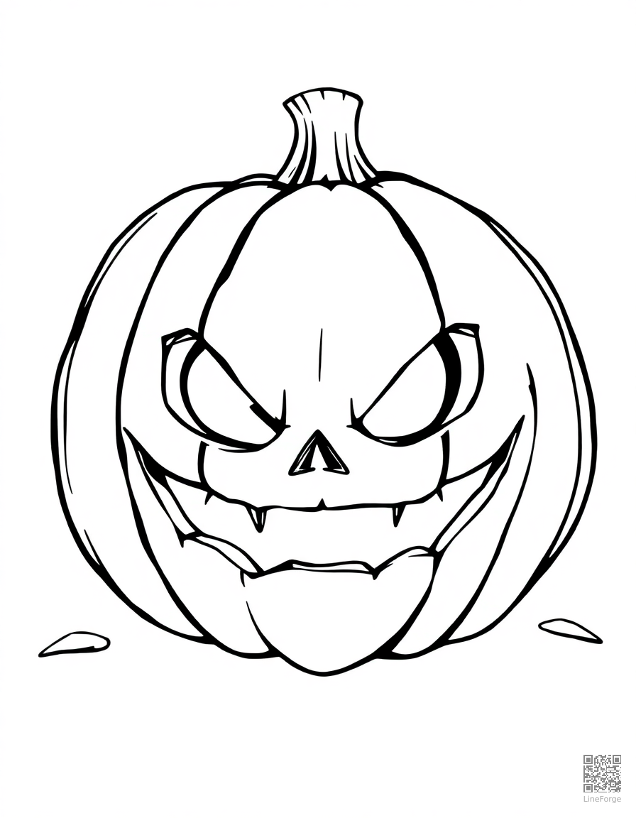 Jack-o-lantern with a spooky face coloring page Manga style - free printable