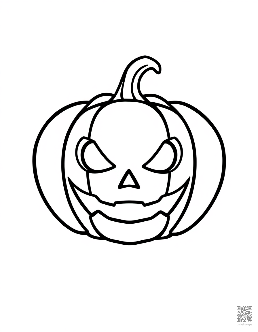 Jack-o-lantern with a spooky face coloring page Minimal style - free printable
