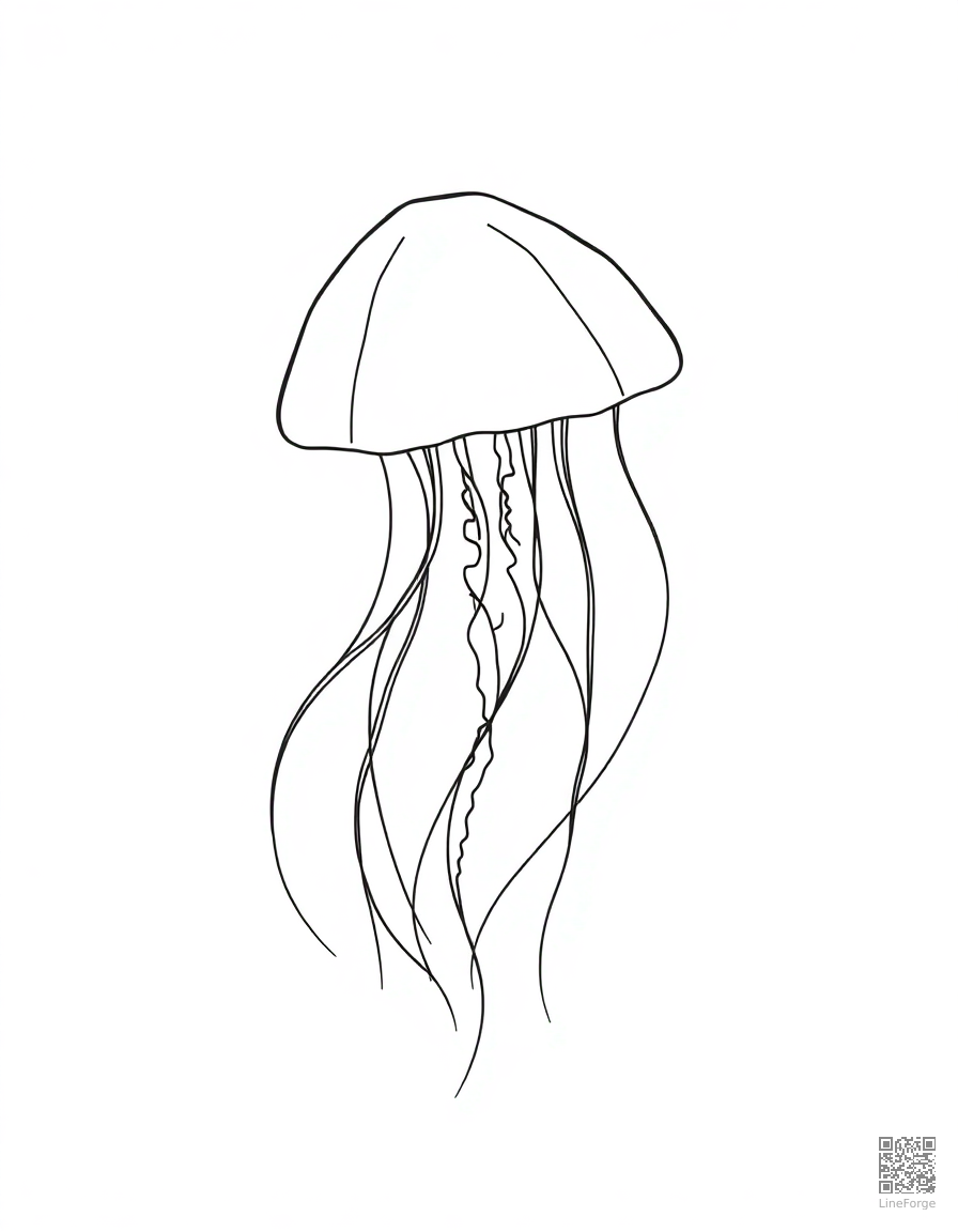 jellyfish floating in deep ocean water coloring page Minimal style - free printable